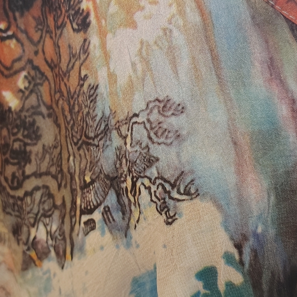 Faratelli Multi-colored Women's XL Artsy Sleevely Flowy Layered Top - Picture 5 of 10